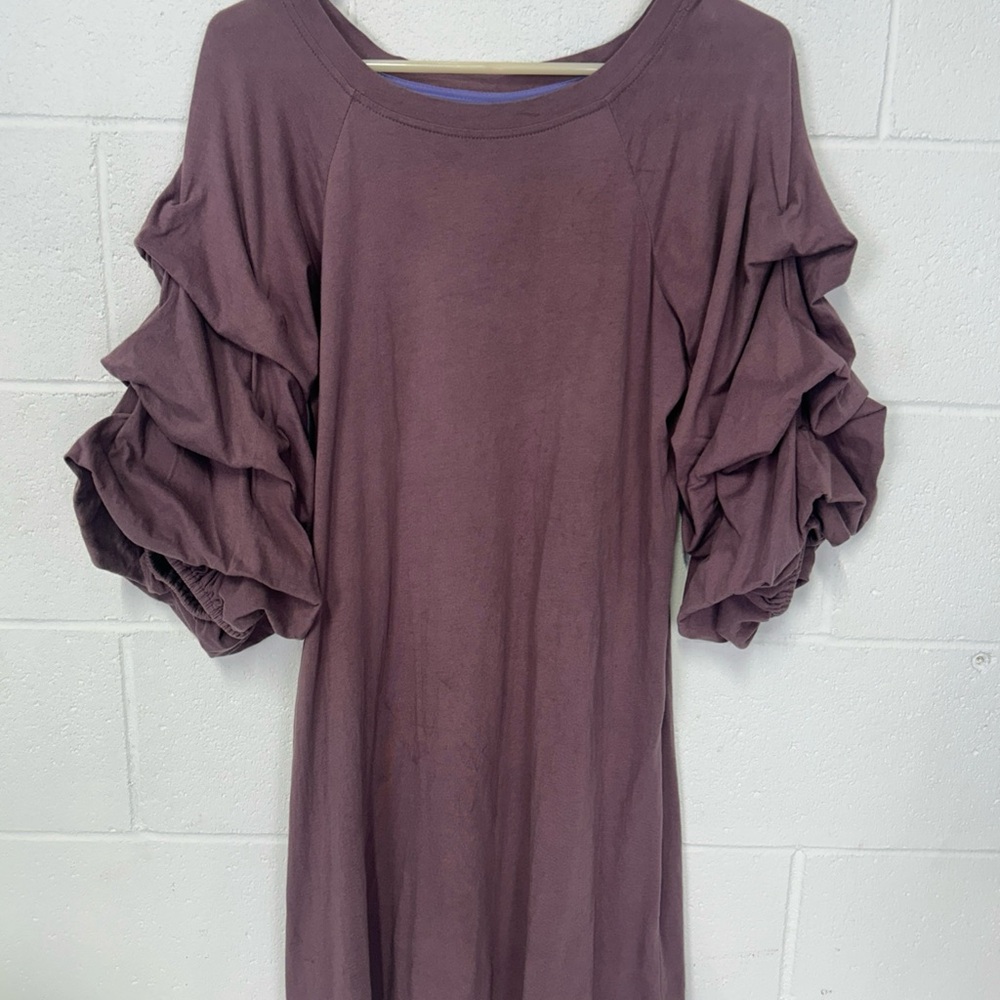 Elegant Purple Midi Dress with Ruffled Sleeves